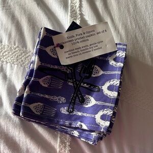 Purple Knife, Fork & Spoon Cocktail Napkins Set of 4
